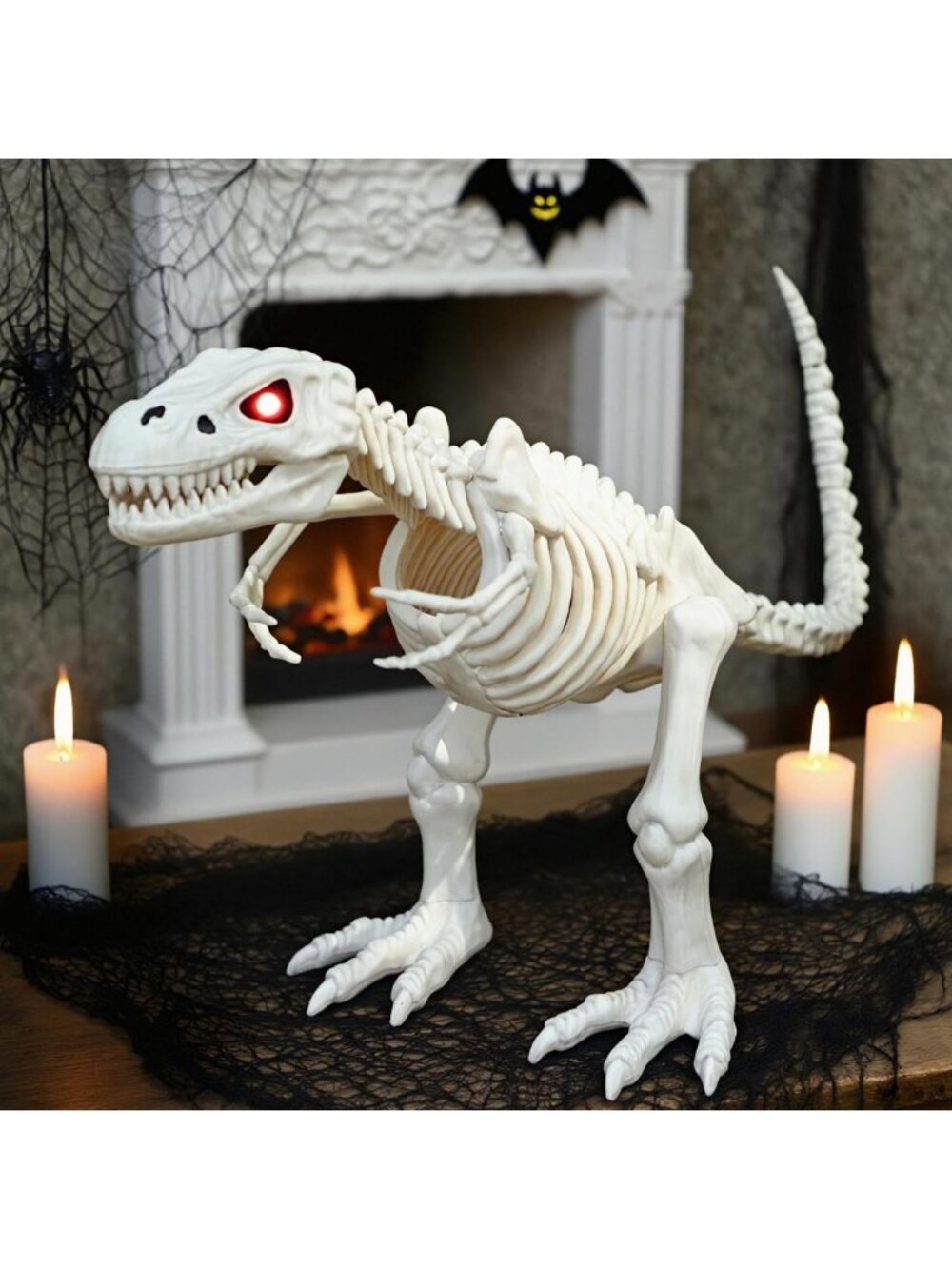 Seasons 15.5" Animated T-Rex Halloween Decoration for Crazy Bonez Skeleton Line
